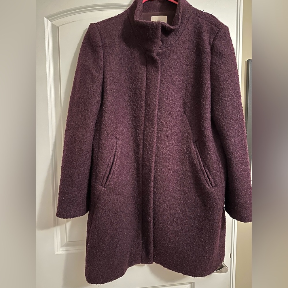 Great Condition: LOFT Boucle Funnel Neck Coat